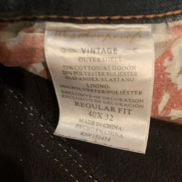 Weatherproof Fleece Lined Jeans Men's Size 40x32 Dark Wash - Picture 5 of 11